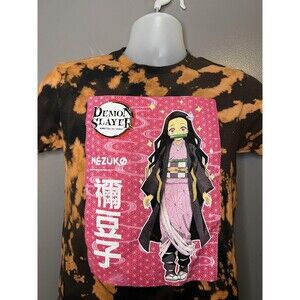 Demon Slayer Shirt Youth Medium Black Orange Nezuko Kamado Anime Tie Dye Tee